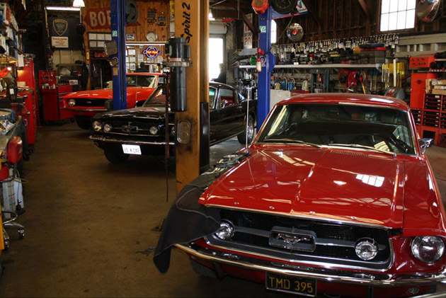 Restored Mustangs in the shop