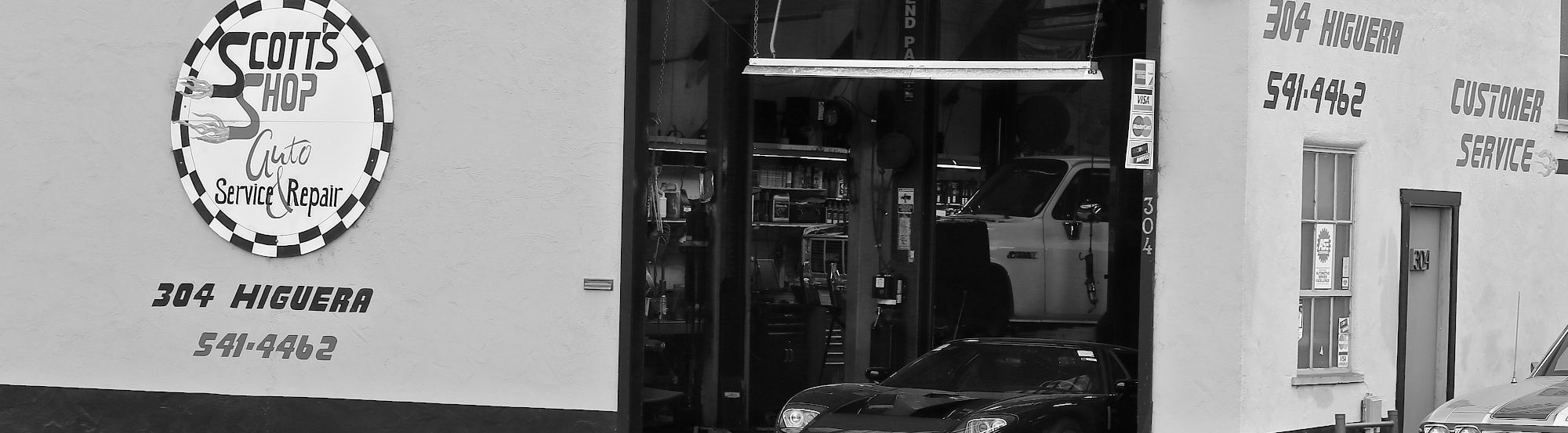 Scott's Shop at 304 Higuera Street, bay door open