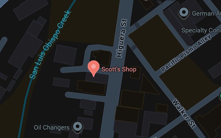 Map showing Scott's Shop at 304 Higuera Street
